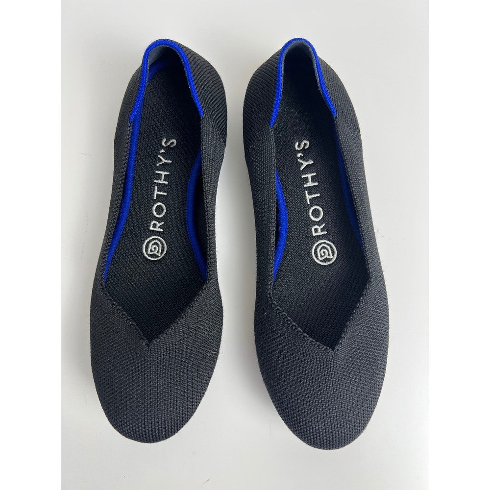 Rothy's The Flat Black Neutral Minimalist Knit Ballet Flats 6‎ Washable Comfort